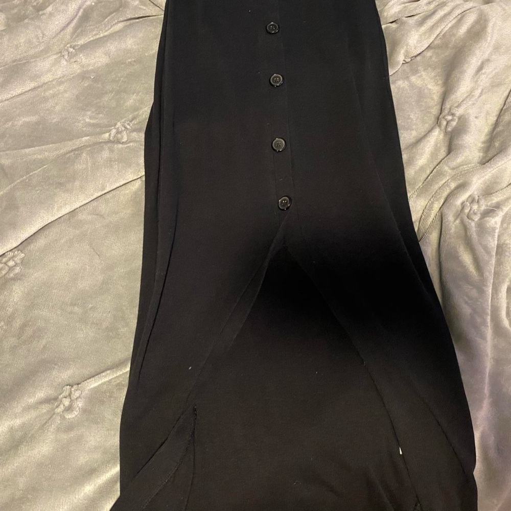 Long Noodle Strap Black Dress